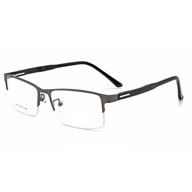 Hotochki Men's Semi Rim Square Browline Alloy Eyeglasses 949511 Semi Rim Hotochki GRAY