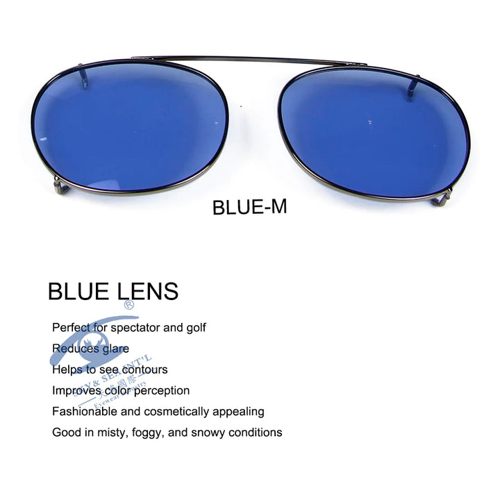 Esnbie Unisex Full Rim Round Polarized Clip On Sunglasses 4718-5218 With Clip Ons Esnbie gun blue-M as photo 