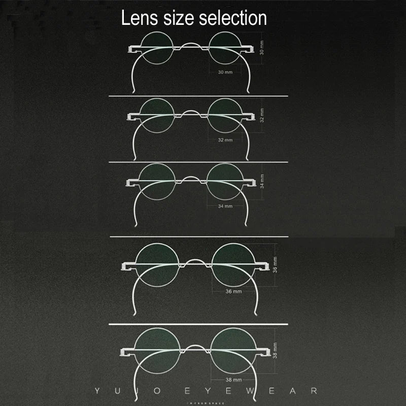 Yujo Unisex Full Rim Round Stainless Steel Eyeglasses 303236 Full Rim Yujo