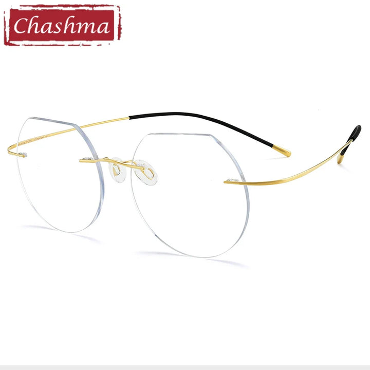 Chashma Ottica Women's Rimless Flat Top Round Titanium Eyeglasses 70120