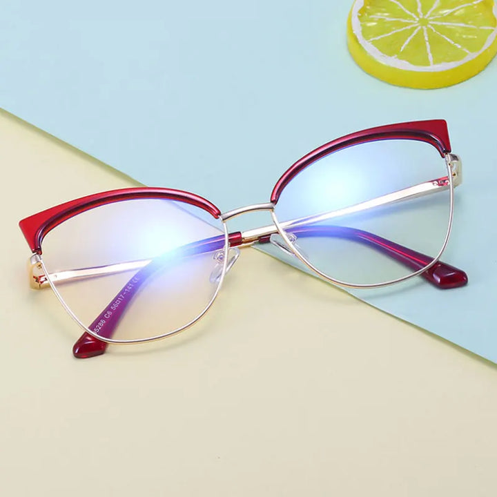 Hotony Women's Full Rim Oval Cat Eye Alloy Eyeglasses 952865