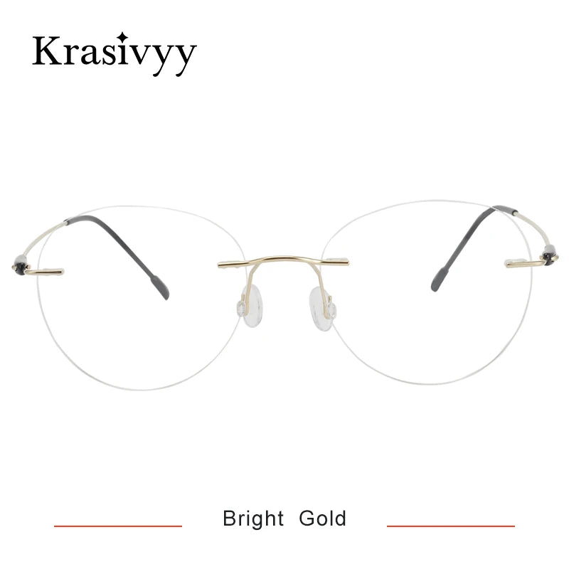 Krasivyy Women's Rimless Oval Round Screwless Titanium Eyeglasses 316072