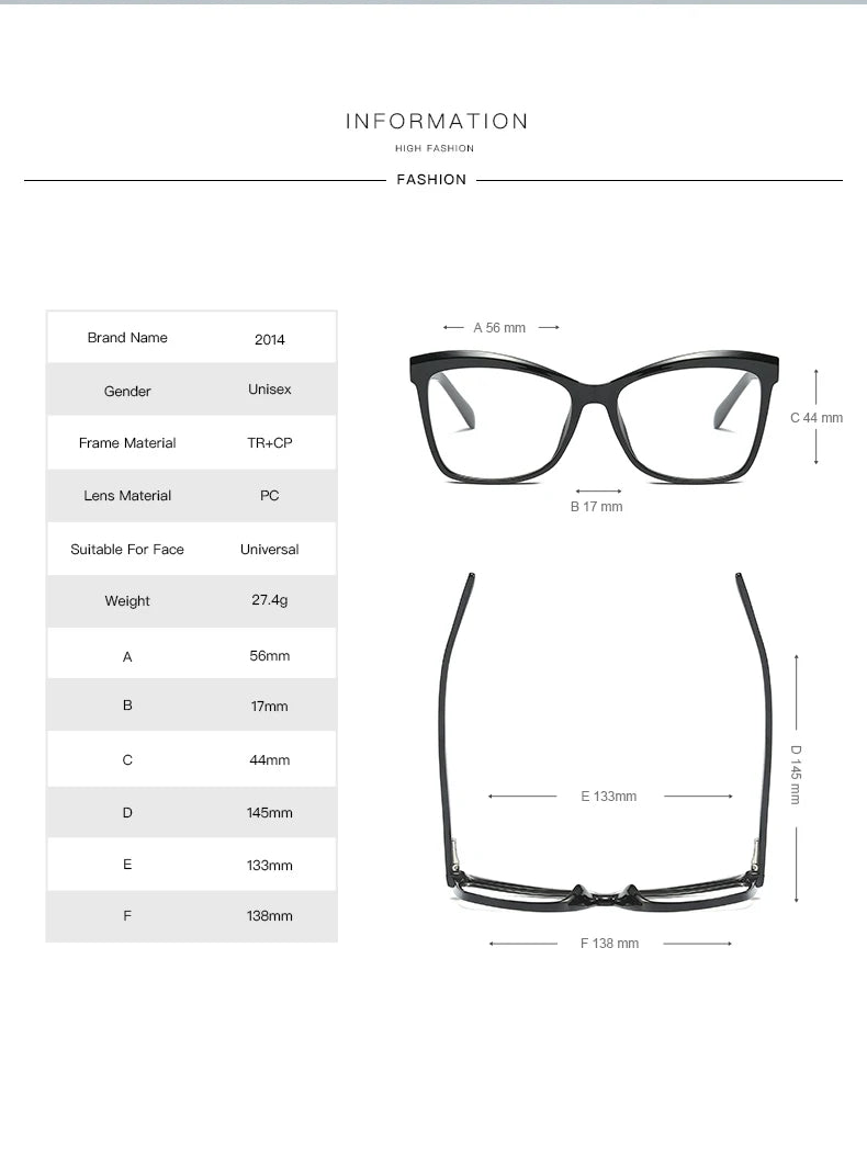 Hotochki Women's Full Rim Square Tr 90 Alloy Eyeglasses 320146