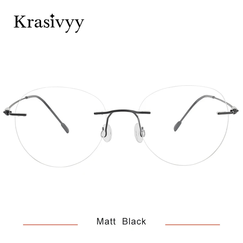 Krasivyy Women's Rimless Oval Round Screwless Titanium Eyeglasses 316072