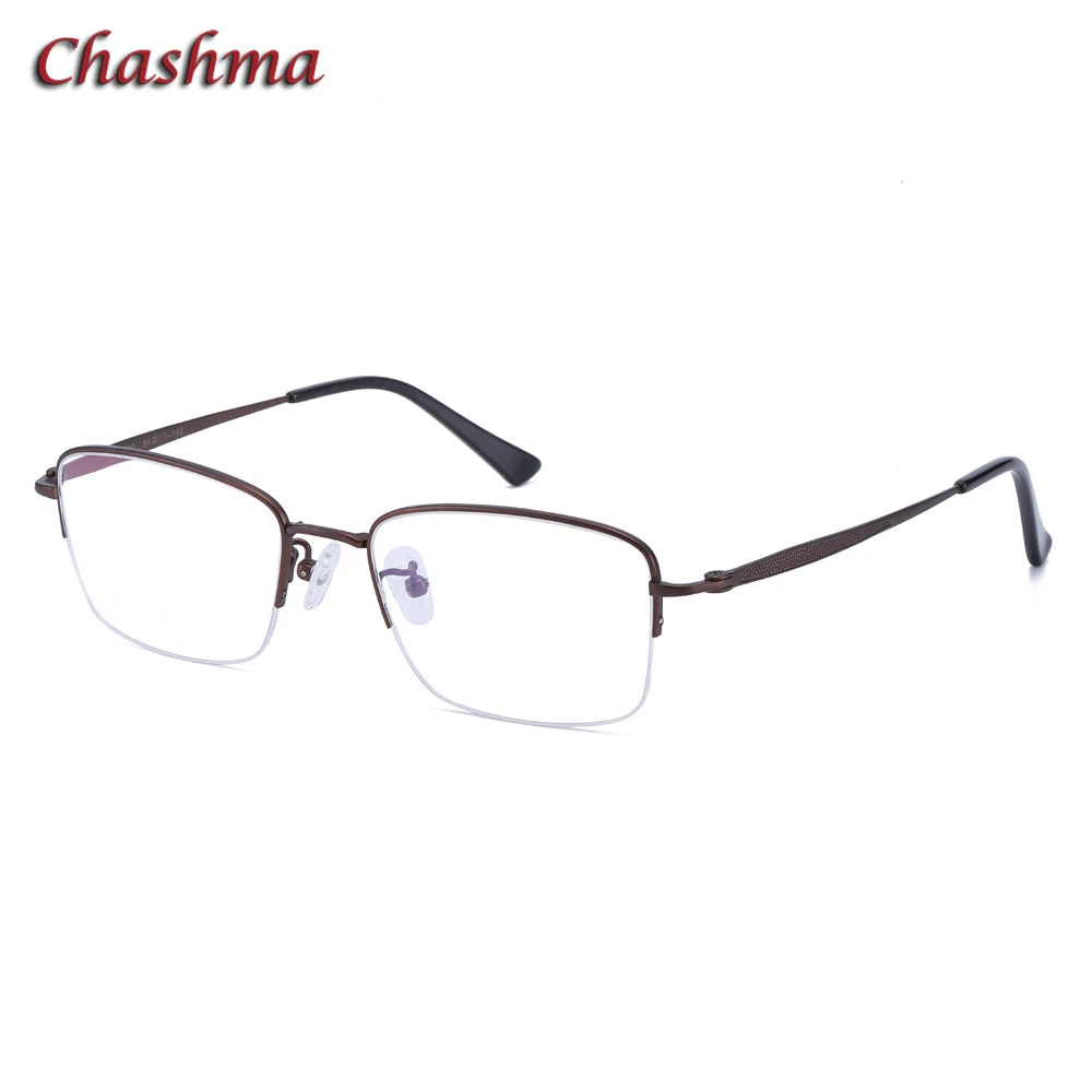Chashma Ochki Men's Semi Rim Square Titanium Eyeglasses 89234