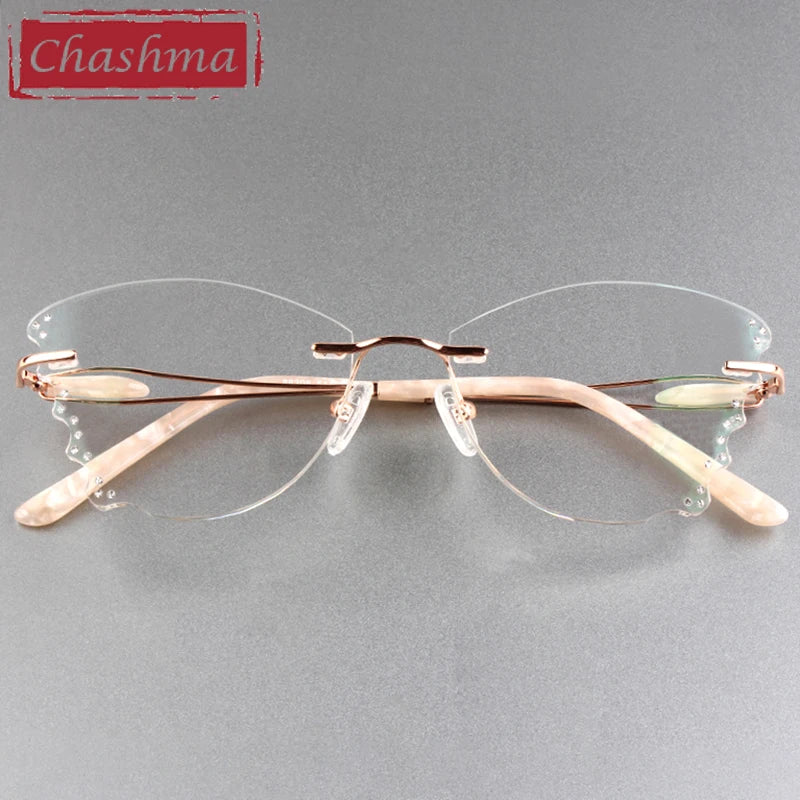 Chashma Ottica Women's Rimless Butterfly Titanium Eyeglasses 988205 Rimless Chashma Ottica