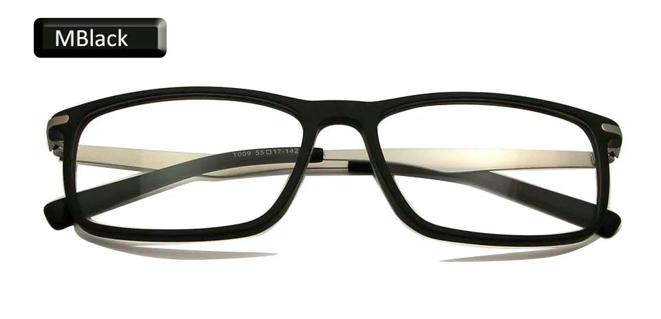 Esnbie Unisex Full Rim Square Acetate Titanium Eyeglasses 20091 Full Rim Esnbie eyewear MBLK  