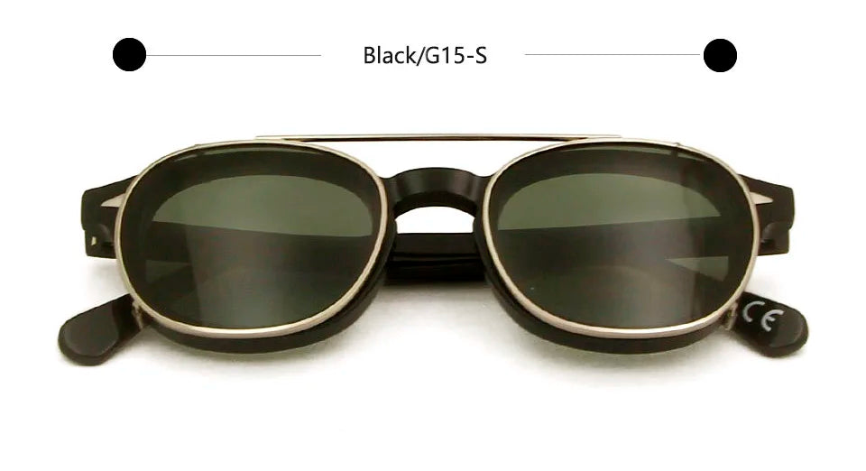 Esnbie Unisex Full Rim Square Acetate Eyeglasses Clip On Sunglasses 3443 Full Rim Esnbie BLK-g15-S AS PHOTO 