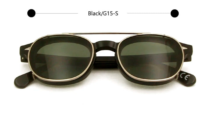 Esnbie Unisex Full Rim Square Acetate Eyeglasses Clip On Sunglasses 3443 Full Rim Esnbie BLK-g15-S AS PHOTO 