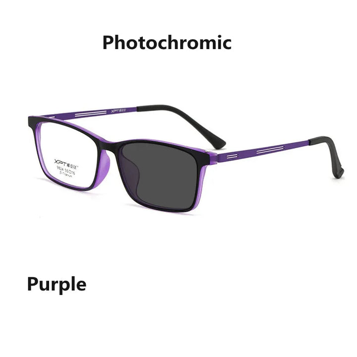 Kocolior Unisex Full Rim Square Titanium Alloy Hyperopic Reading Glasses 9824 Reading Glasses Kocolior Photochromic Purple China 0