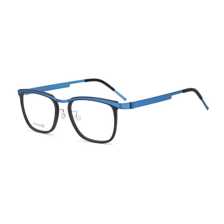 Aimee Men's Unisex Full Rim Square Titanium Acetate Eyeglasses 9908 Full Rim Aimee Blue-Black  