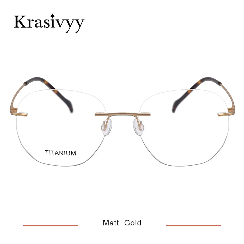 Krasivyy Women's Rimless Polygon Oval Titanium Eyeglasses 315010