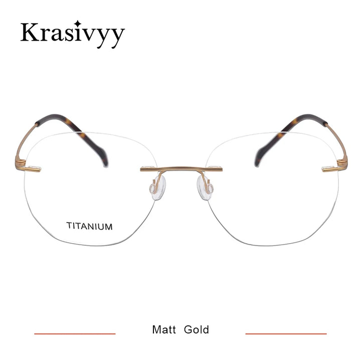 Krasivyy Women's Rimless Polygon Oval Titanium Eyeglasses 315010