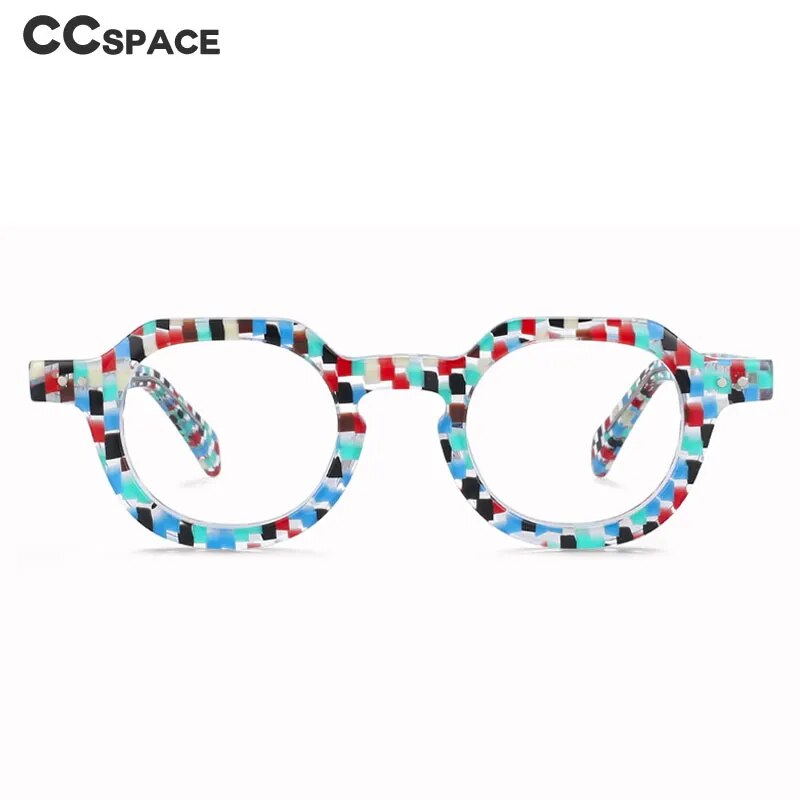 CCSpace Unisex Full Rim Flat Top Round Acetate Hyperopic Reading Glasses R49875 Reading Glasses CCspace   