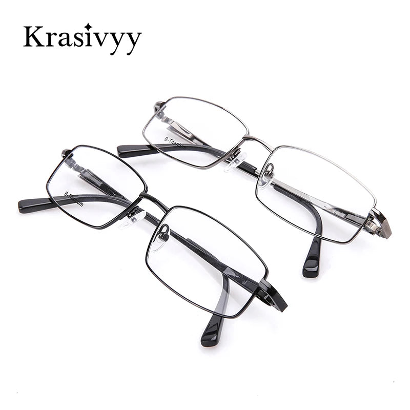 Krasivyy Unisex Full Rim Polygon Square Titanium Eyeglasses 414755