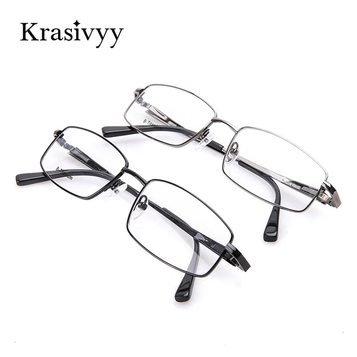 Krasivyy Unisex Full Rim Polygon Square Titanium Eyeglasses 414755