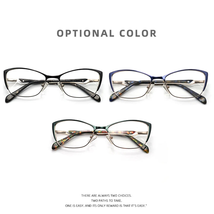 Laoyehui Women's Full Rim Square Cat Eye Alloy Reading Glasses 120036 Reading Glasses Laoyehui   