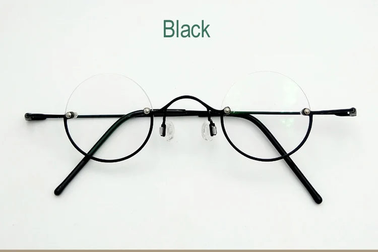Yujo Unisex Semi Rim Round Alloy Reading Glasses 00736 Reading Glasses Yujo Black CHINA +200