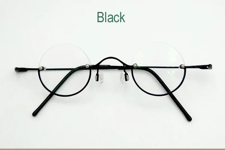 Yujo Unisex Semi Rim Round Stainless Steel Reading Glasses 3636 Reading Glasses Yujo +250 black CHINA