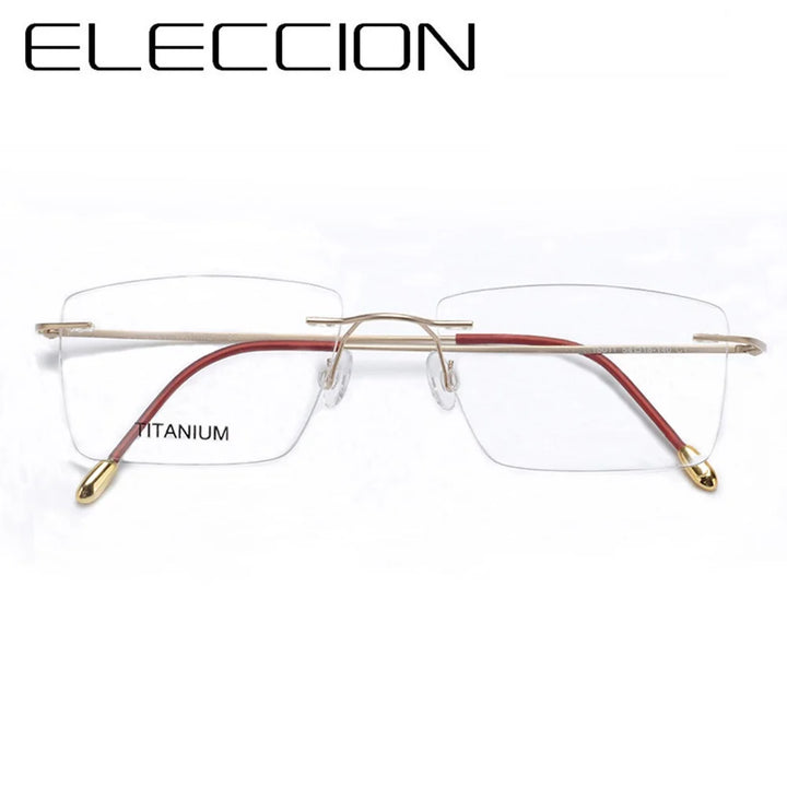 Eleccion Unisex Rimless Square Titanium Eyeglasses 14035 Rimless Eleccion