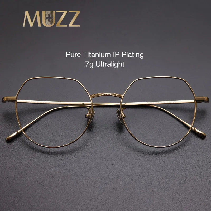 Muzz Unisex Full Rim Flat Top Polygon Titanium Eyeglasses Jz8033 Full Rim Muzz Silver  