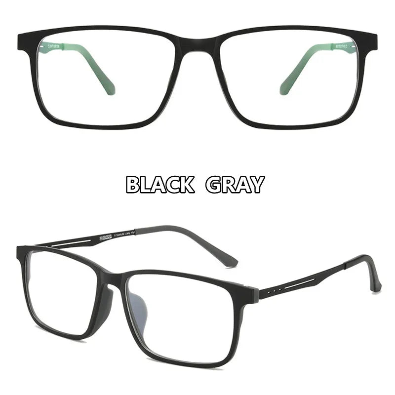 Kocolior Unisex Full Rim Square Tr 90 Titanium Hyperopic Reading Glasses F3003 Reading Glasses Kocolior Black Gray 0 
