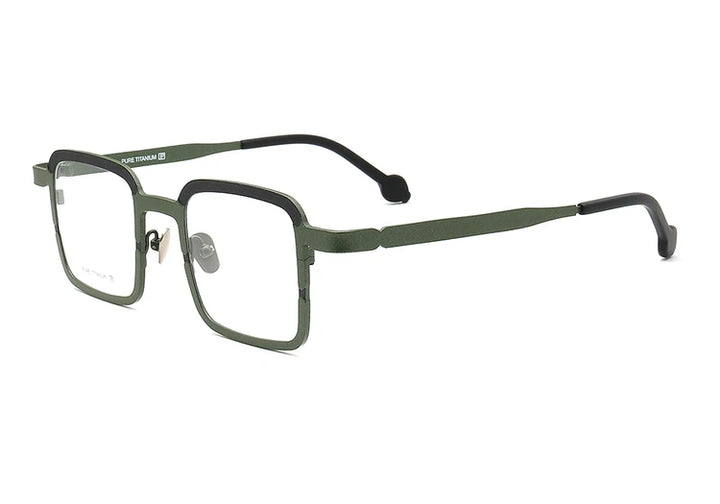 Muzz Unisex Full Rim Big Square Titanium Eyeglasses 47746 Full Rim Muzz C1