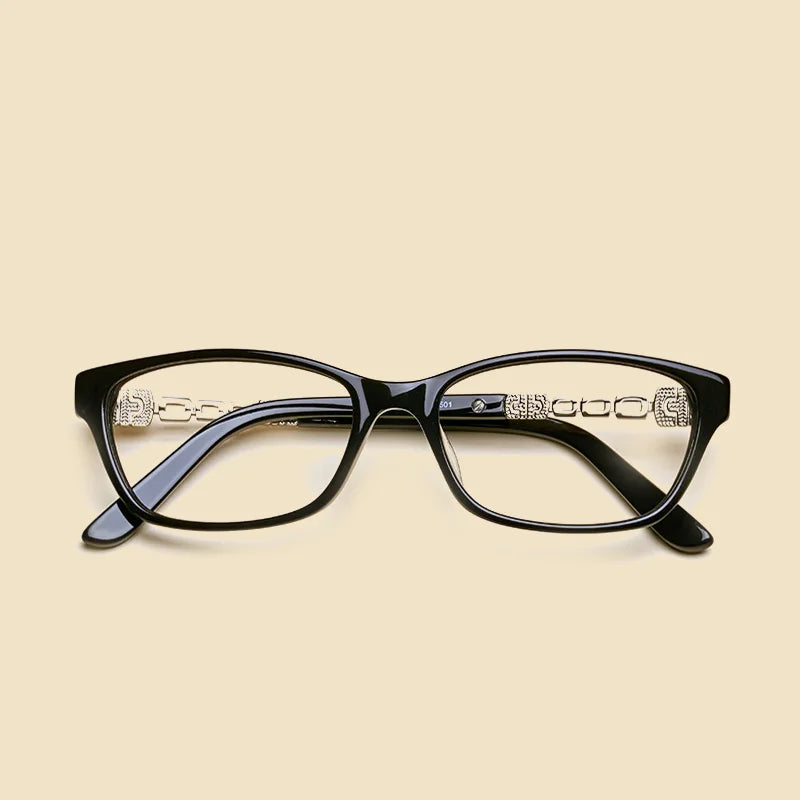 Oveliness Women's Full Rim Square Acetate Titanium Eyeglasses 424061