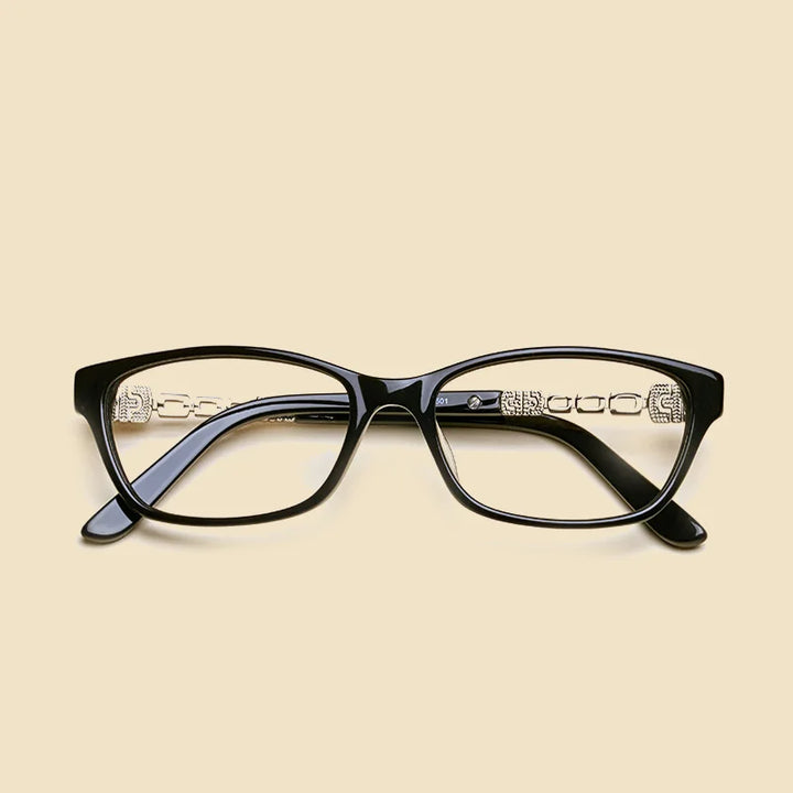 Oveliness Women's Full Rim Square Acetate Titanium Eyeglasses 424061