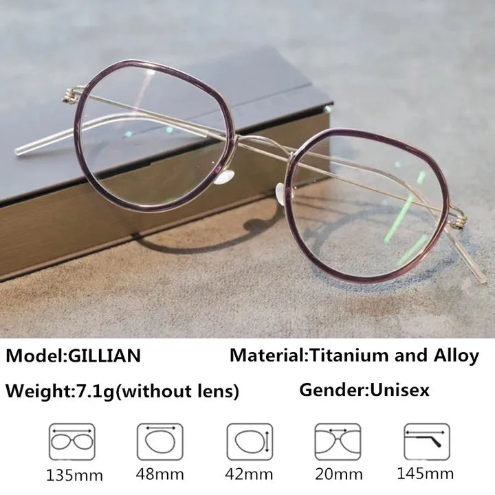 Aimee Unisex Full Rim Flat Top Oval Titanium Alloy Acetate Eyeglasses 4842 Full Rim Aimee   