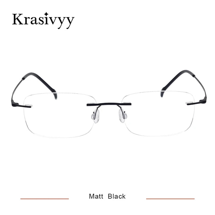 Krasivyy Unisex Rimless Square Screwless Titanium Eyeglasses 16446 Rimless Krasivyy Matt Black  