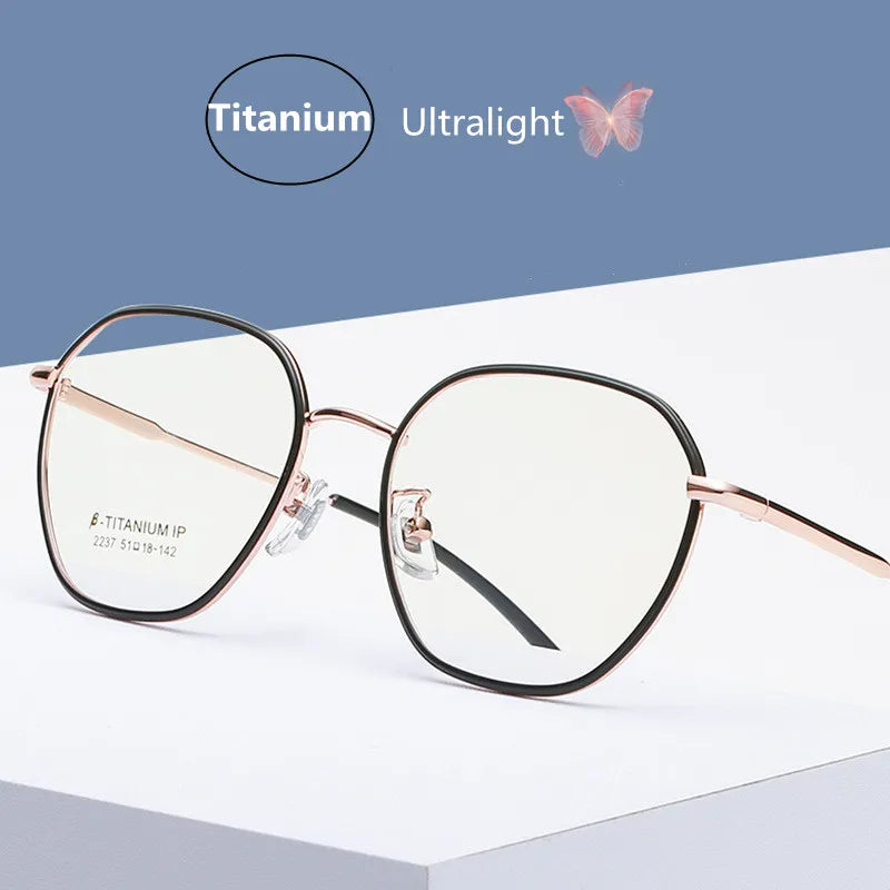 Kocolior Unisex Full Rim Polygon Titanium Alloy Eyeglasses 2237 Full Rim Kocolior   