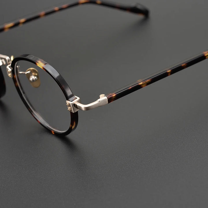Gatenac Unisex Full Rim Round Acetate Titanium Eyeglasses Gxyj383