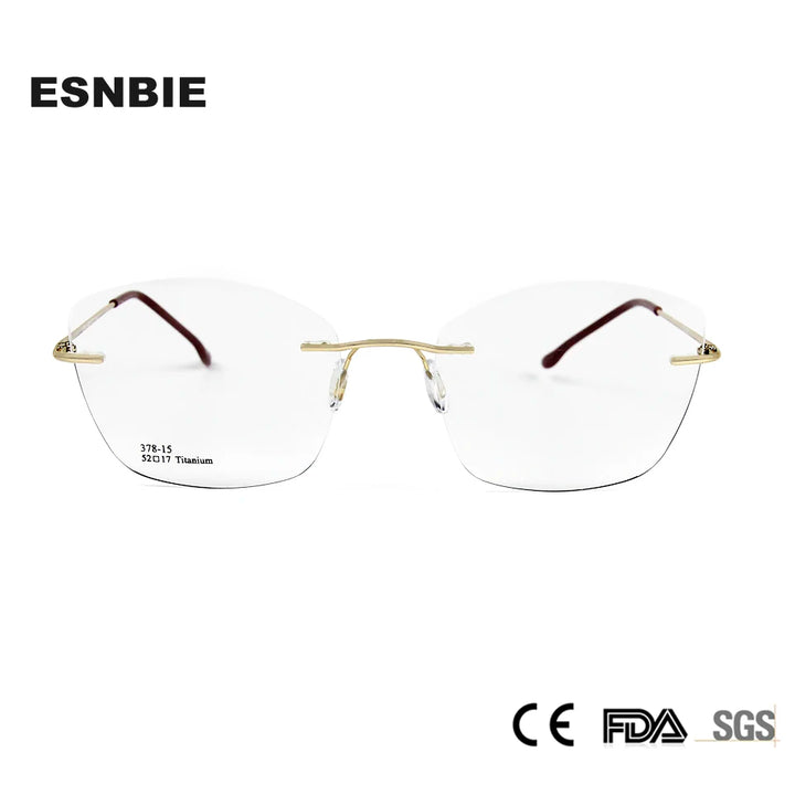 Esnbie Women's Rimless Cat Eye Titanium Eyeglasses 37815 Rimless Esnbie   