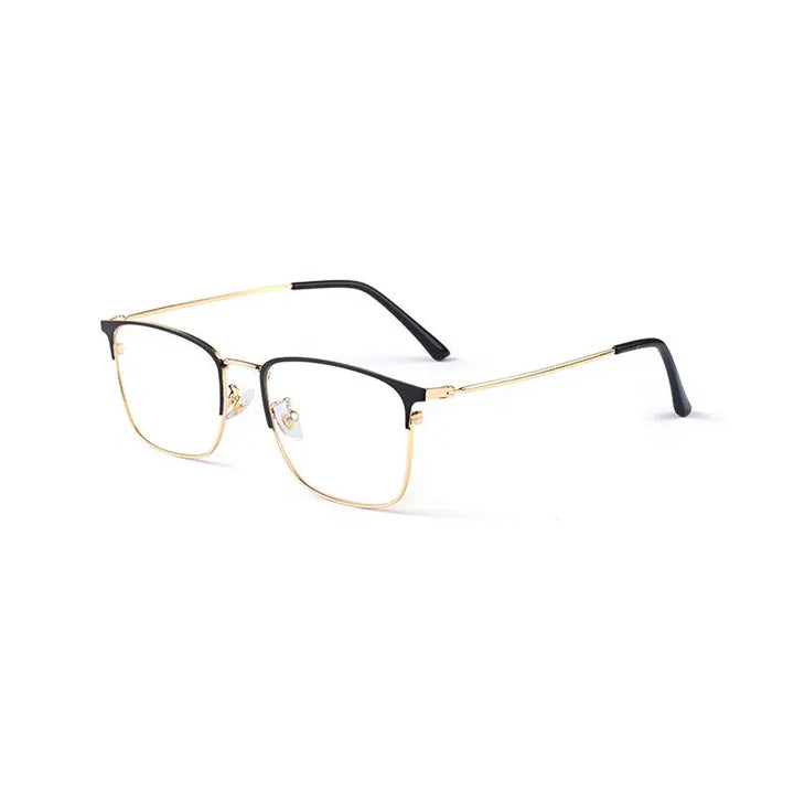 Hotochki Unisex Full Rim Square Alloy Eyeglasses 80165 Full Rim Hotochki BLACK GOLD  
