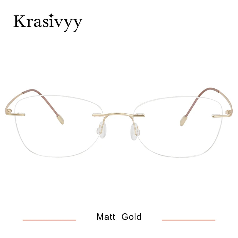 Krasivyy Unisex Rimless Oval Pure Titanium Prescription Eyeglasses KR6013 size chart