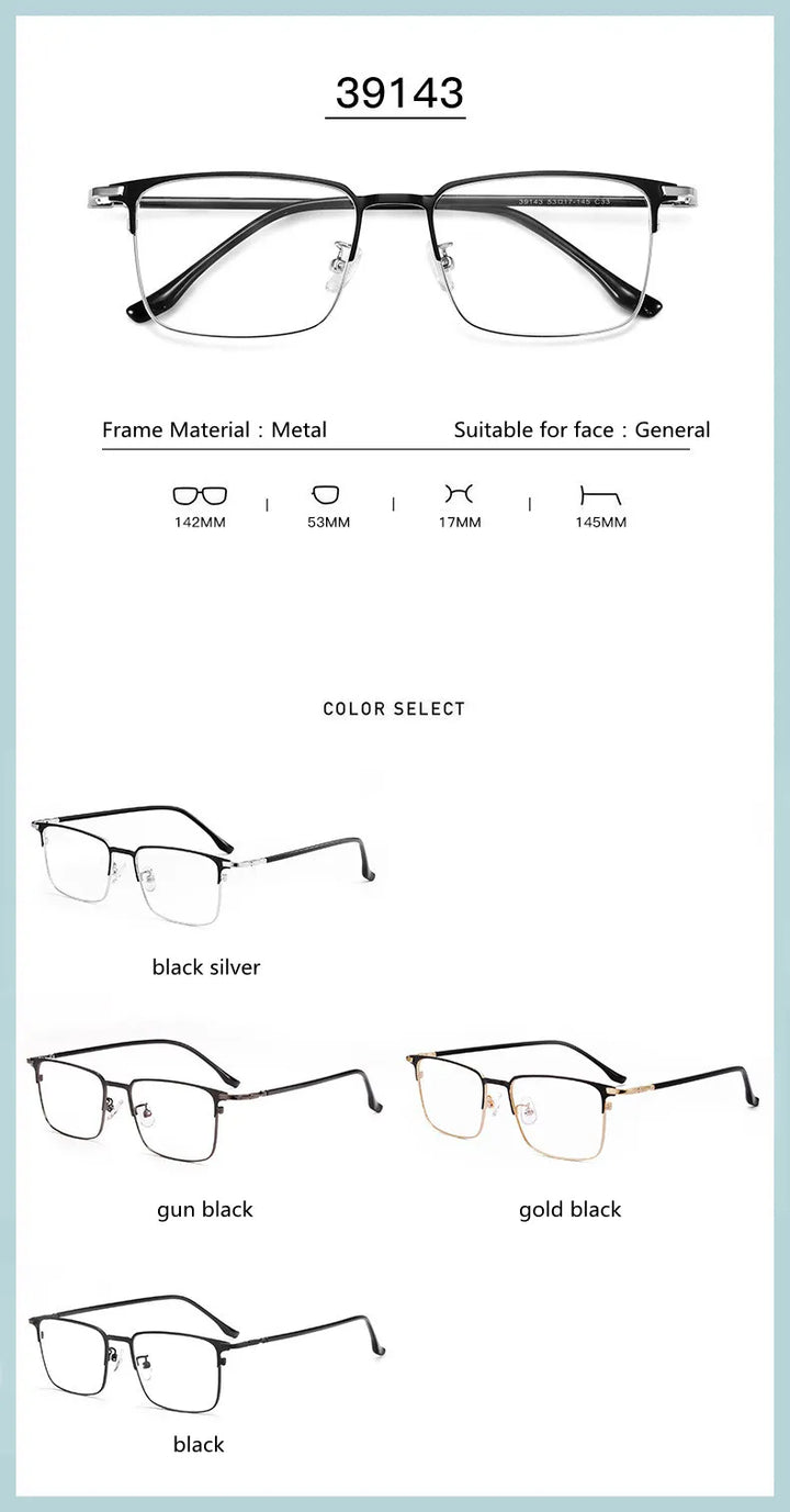 Kocolior Unisex Full Rim Square Alloy Hyperopic Reading Glasses 39143 Reading Glasses Kocolior   