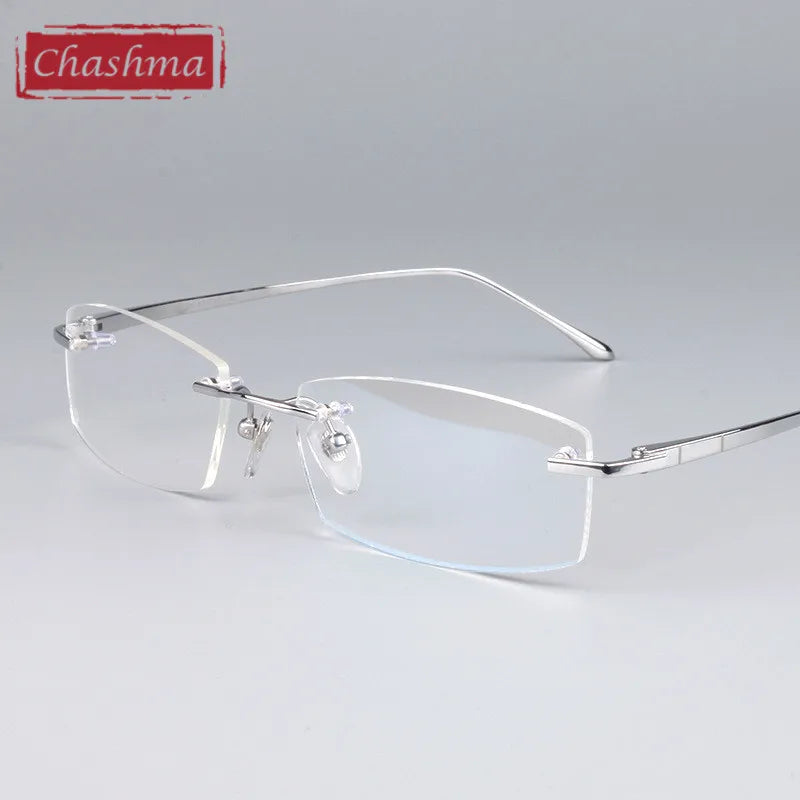 Chashma Ochki Women's Rimless Square Titanium Eyeglasses 6379 Rimless Chashma Ochki Silver  