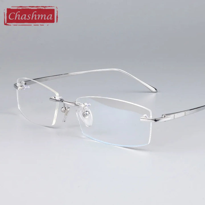 Chashma Ochki Women's Rimless Square Titanium Eyeglasses 6379 Rimless Chashma Ochki Silver  