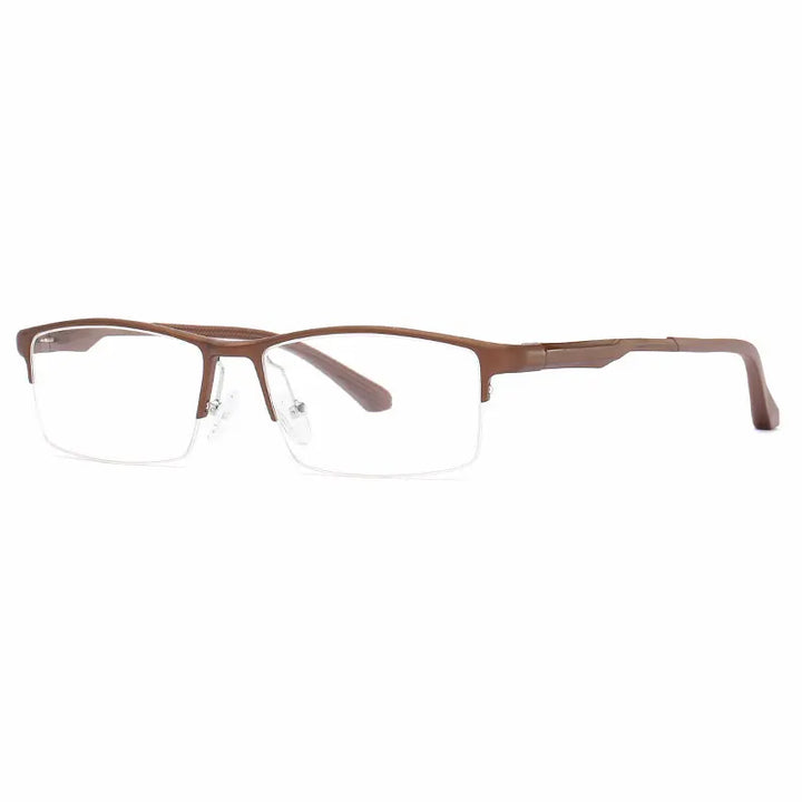 Hotochki Unisex Semi Rim Aluminum Magnesium Alloy Eyeglasses 946286 Semi Rim Hotochki Brown