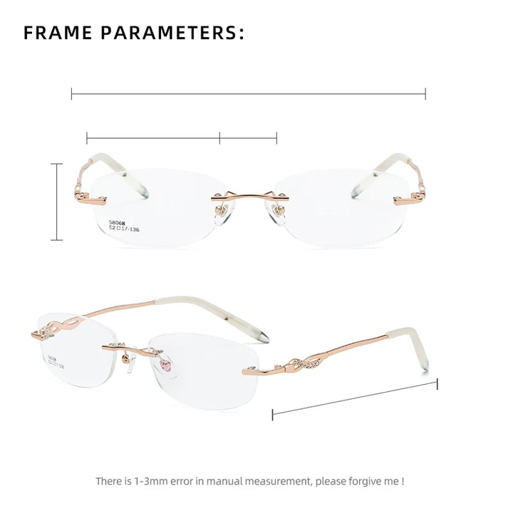 Zirosat Women's Rimless Oval Rectangle Alloy Eyeglasses 58068