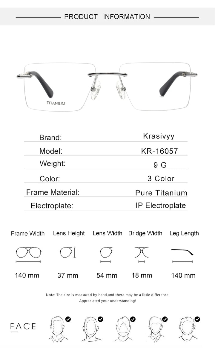 Krasivyy Women's Rimless Flat Top Square Titanium Eyeglasses 316057