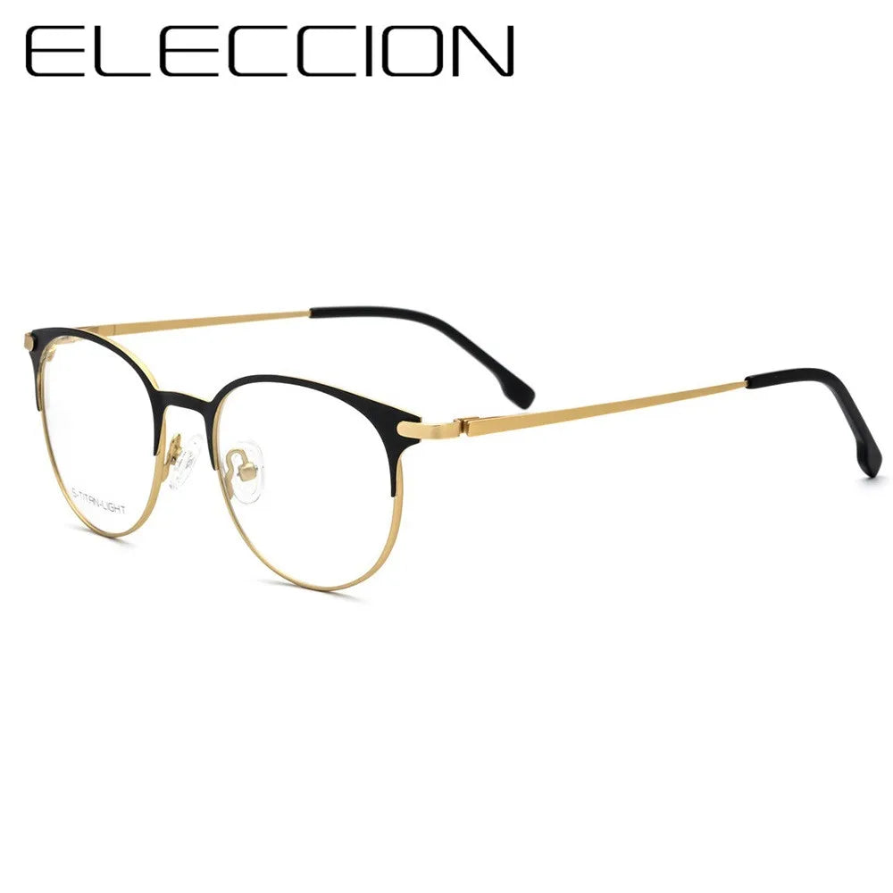 Eleccion Women's Full Rim Round Titanium Alloy Eyeglasses 13842 Full Rim Eleccion