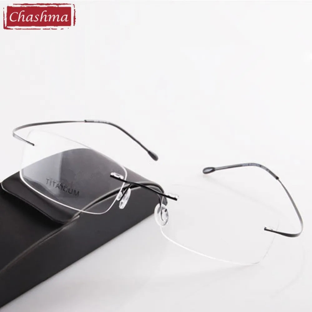 Chashma Unisex Rimless Square Titanium Reading Glasses 887044