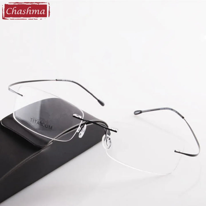 Chashma Unisex Rimless Square Titanium Reading Glasses 887044
