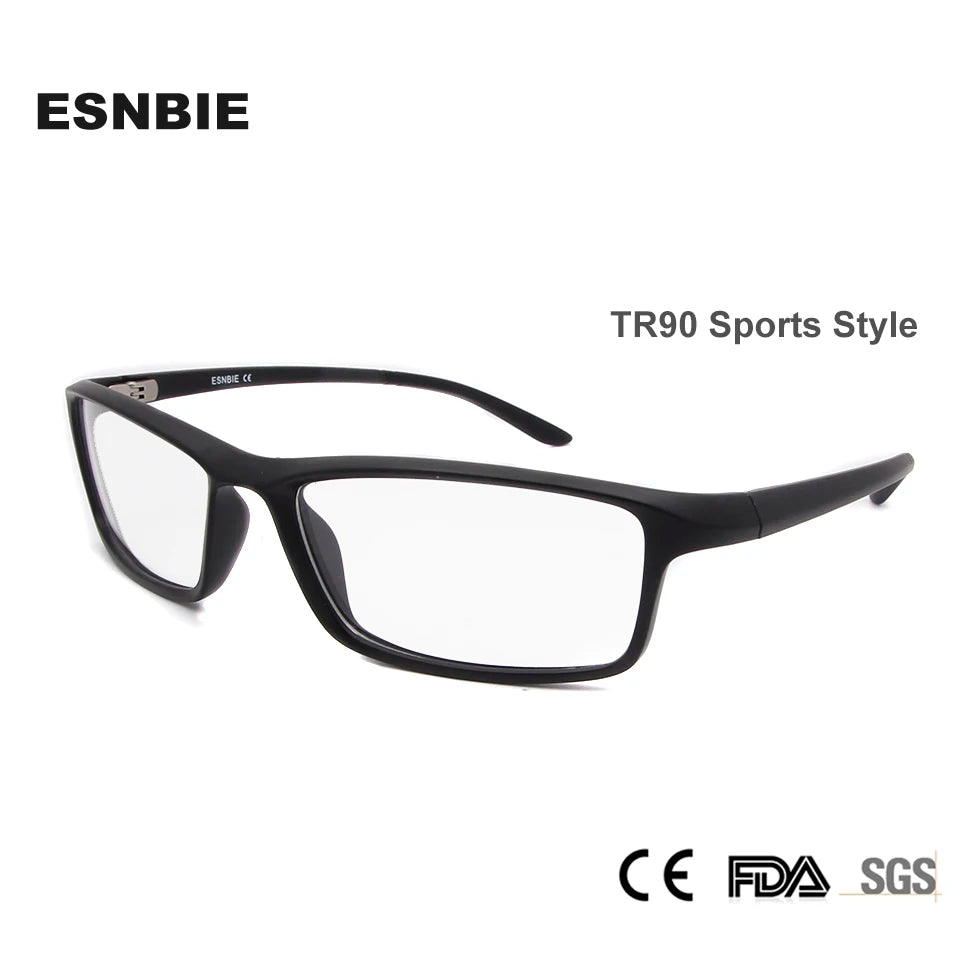 Esnbie Unisex Full Rim Rectangle Tr 90 Titanium Eyeglasses 78207 Full Rim Esnbie   