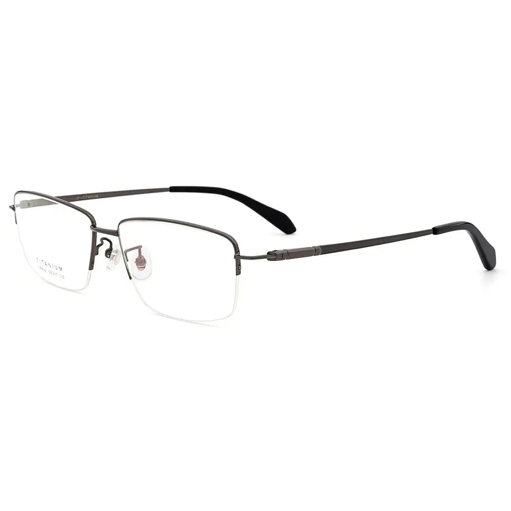 Gmei 896111 Men's Big Semi Rim Polygon Square Titanium Frames FuzWeb