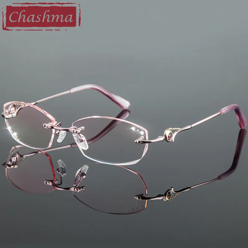 Chashma Ochki Women's Rimless Oval Square Titanium Eyeglasses 8007 Rimless Chashma Ochki   