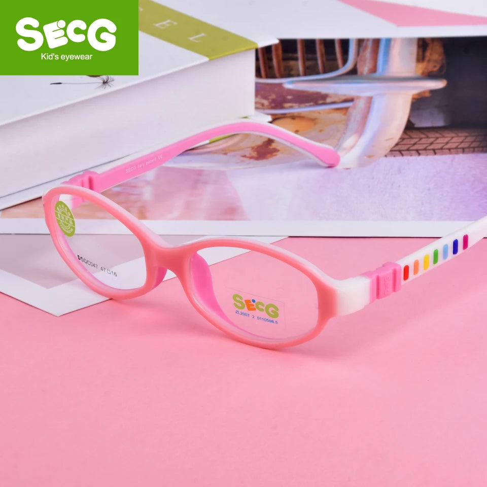 Secg Unisex Children's Full Rim Oval Tr 90 Silicone Eyeglasses 3047 Full Rim Secg   