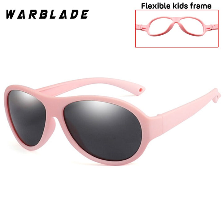 WarbladeUnisex Children's Full Rim Square Polarized Sunglasses Silicone Tr90  B-R02 Sunglasses Warblade pink gray  